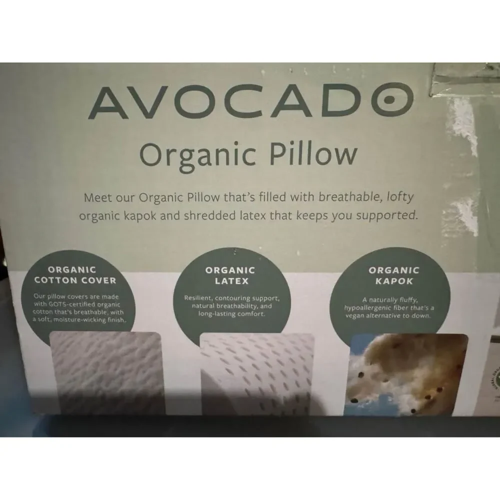 Avocado Green Pillow Organic Bed Pillow Oeko-Tex Cert. Sz Queen
